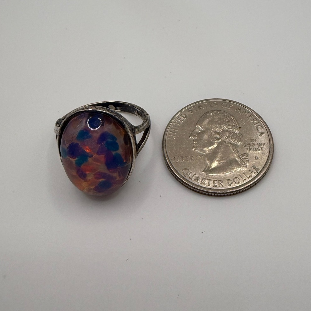 925 Sterling Silver Multicolor Stone Ring View 3